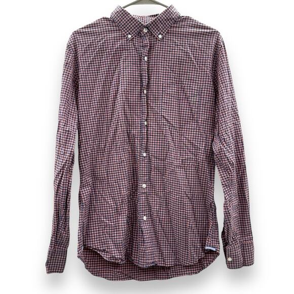 Bonobos Slim Fit Pink & Blue Check Long Sleeve Button Down Shirt Sz M - Picture 1 of 8